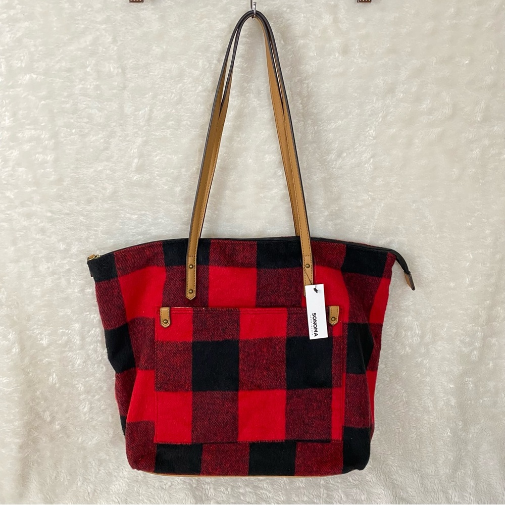 Sonoma Red/ & Black Gingham Tote Bag